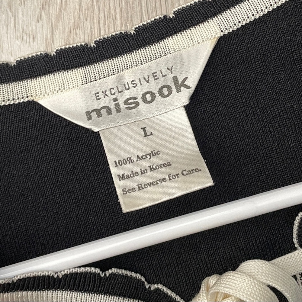 Misook Classic Cardigan chic tie front crop womens Black (large) 90s parisian - Picture 2 of 5